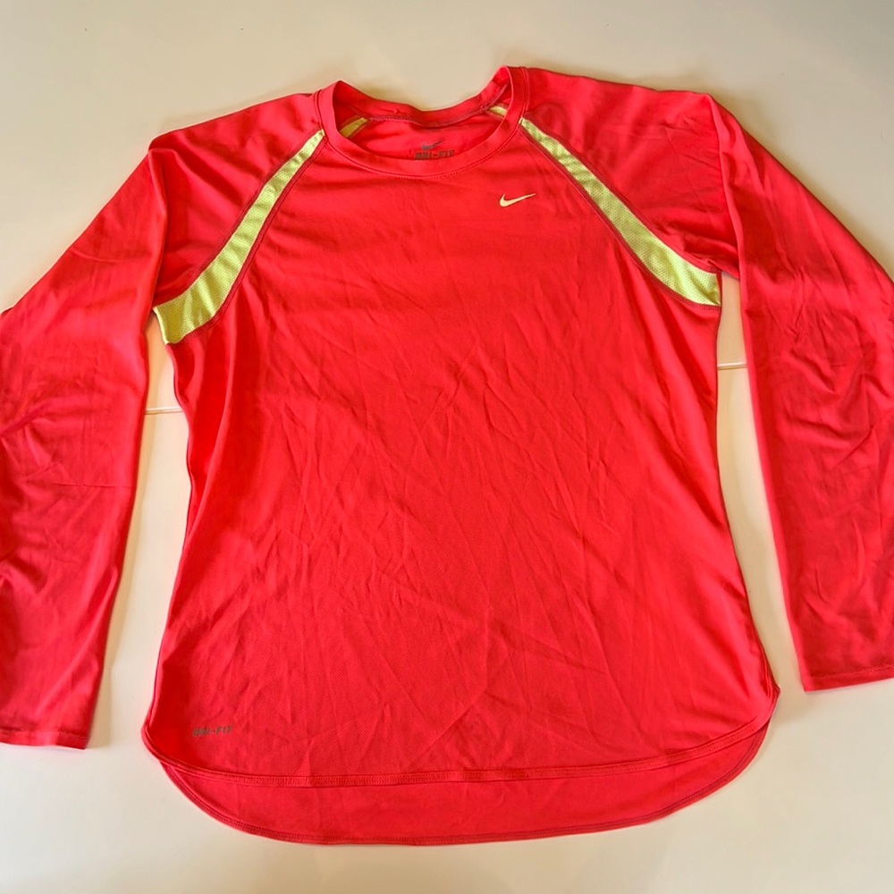 pink orange long sleeve Nike top